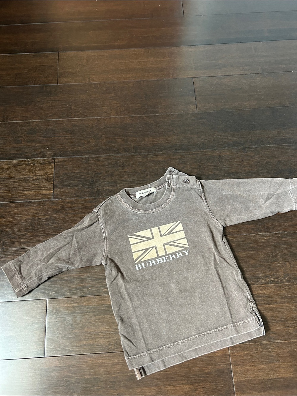 Burberry Brown Long-Sleeve Tee with Cream Logo
